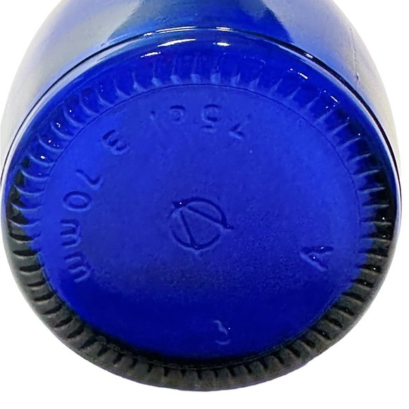 Collectible Vintage Cobalt Blue Glass Bottle - 16.5” Tall, 3” Base - Picture 6 of 10